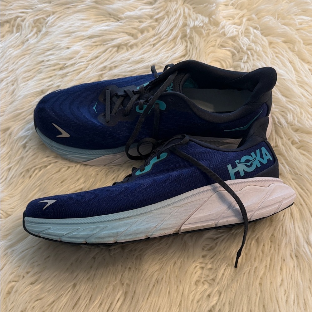 Hoka Men's Blue and White Athletic Shoes size 13D very good condition see photos - Picture 1 of 12